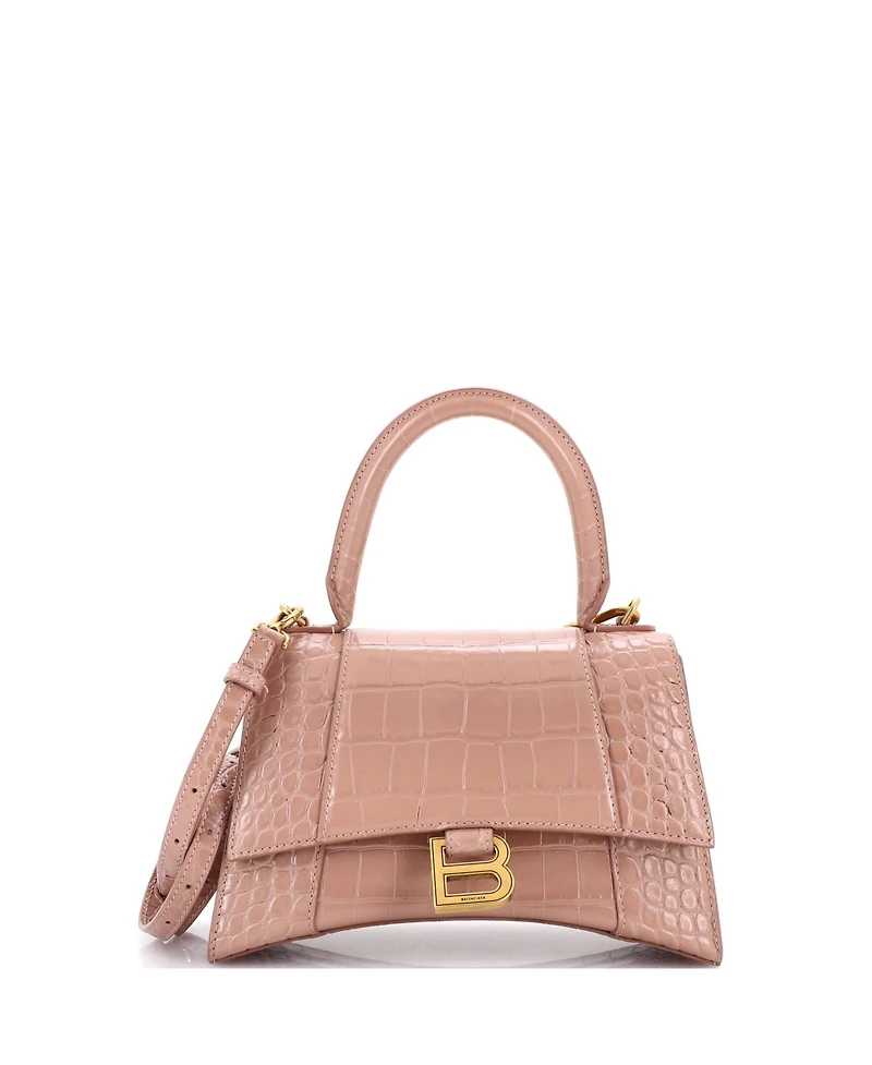 Pre-Owned Balenciaga Small Hourglass Top Handle Bag Embossed Leather