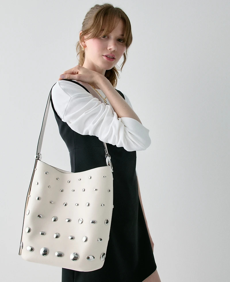 kate spade new york Halo Studded Fine Grain Leather Bucket Bag