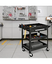 Sugift Rolling Tool Cart Mechanic Cabinet Storage ToolBox Organizer With Drawer-Black.