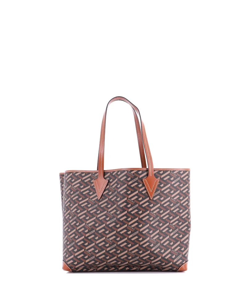 Pre-Owned Versace Medium Shopping Tote (Outlet) La Greca Signature Coated Canvas