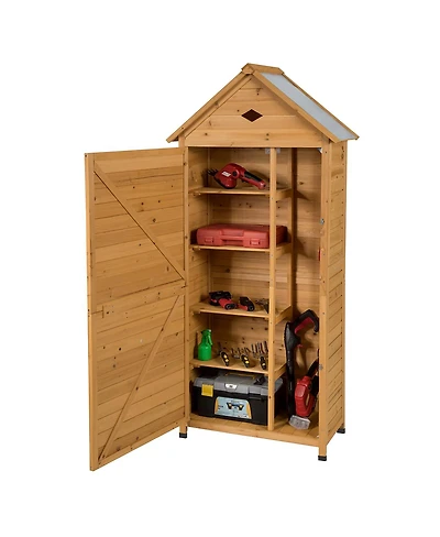 Sugift Wooden Outdoor Lockable Garden Tool Storage