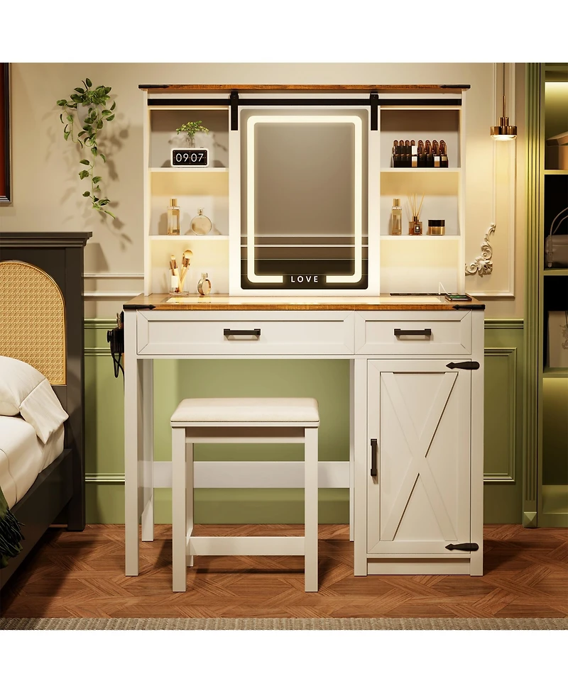 Vlsrka Vanity Makeup Desk with Mirror and Lights