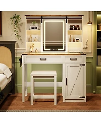 Vlsrka Vanity Makeup Desk with Mirror and Lights