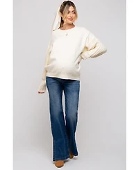 Pinkblush Maternity Cream Cable Knit Sleeve Sweater
