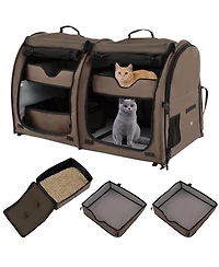Skonyon Double Compartment Pet Carrier with 2 Removable Hammocks