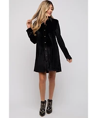 Pinkblush Maternity Black Velvet Button Down Dress