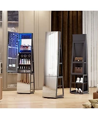 Vlsrka 3-in-1 Jewelry Armoire With Full-length Mirror And Storage Shelves