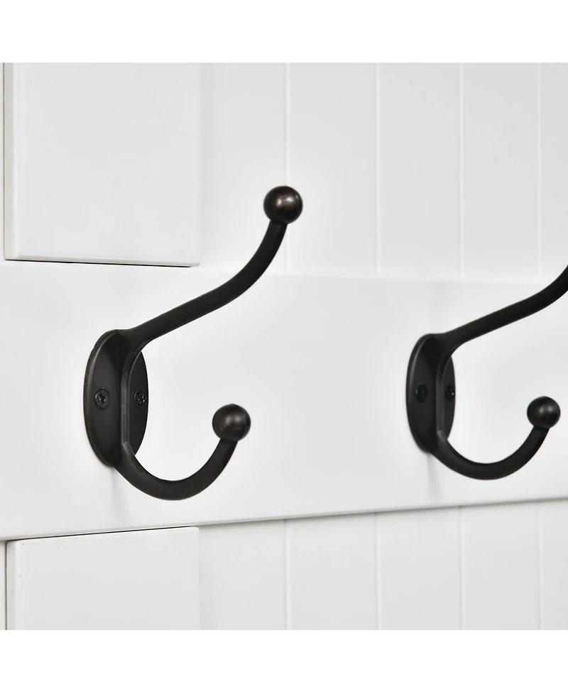 Homcom Wooden Hallway Coat Rack with Five Steel Hooks and Hinge Storage Sitting Area