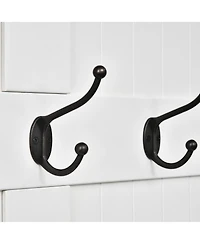 Homcom Wooden Hallway Coat Rack with Five Steel Hooks and Hinge Storage Sitting Area