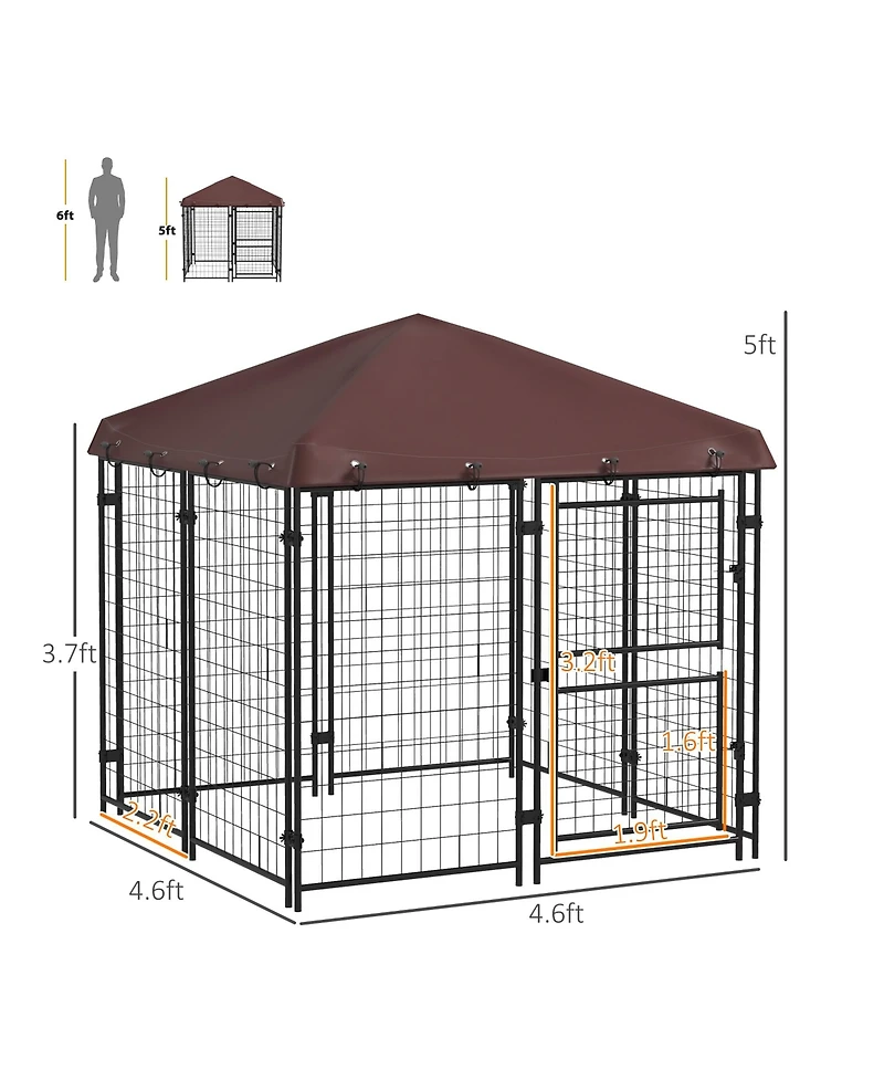 PawHut 4.6' x 5' Outdoor Dog Kennel with Waterproof Canopy, Large Door