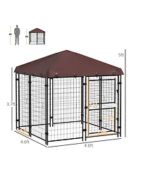 PawHut 4.6' x 5' Outdoor Dog Kennel with Waterproof Canopy, Large Door