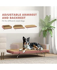 PawHut Dog Sofa w/ Adjustable Armrest & Backrest for Small to Large Dogs