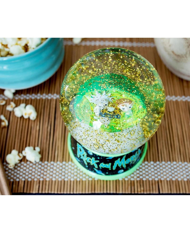 Rick and Morty Portal Light-Up Adult Snow Globe with Swirling Glitter Display Piece | Home Decor Essentials | 6 Inches Tall