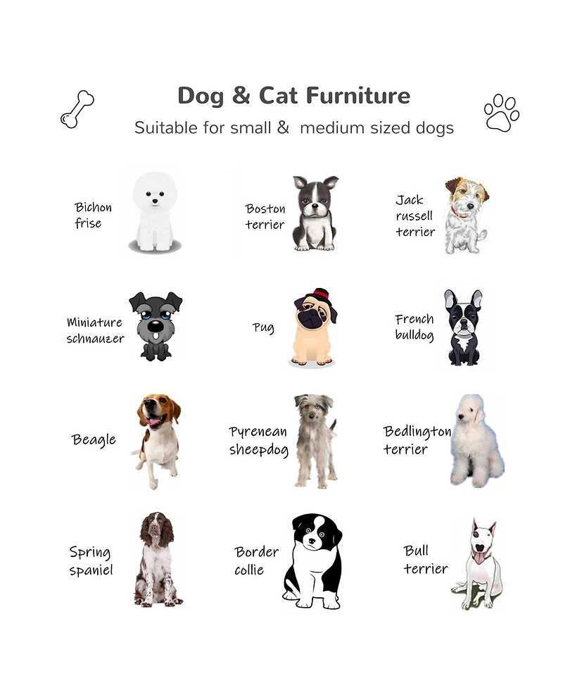 PawHut Rattan Pet Bed with Cushion for Small & Medium pets Brown and White