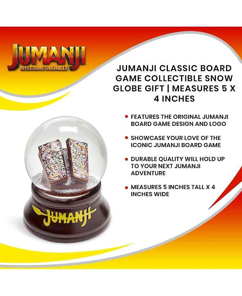 Surreal Entertainment Jumanji Classic Board Game Collectible Snow Globe Gift | Features The Classic Adventure Board Game Snow Globe On A Wooden Base |