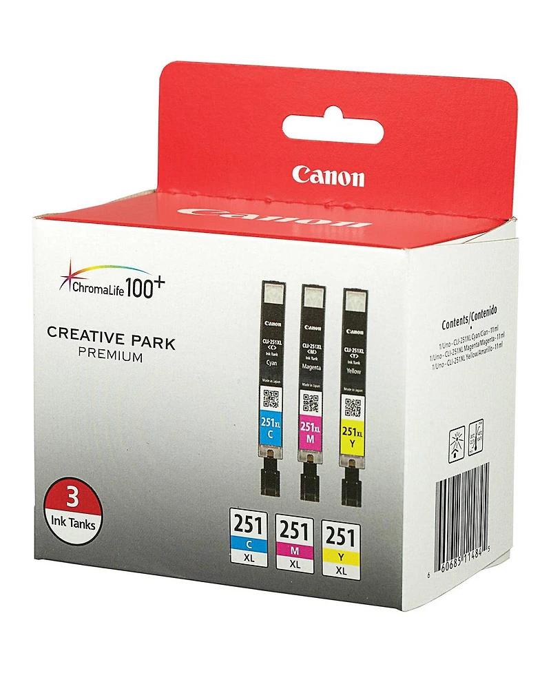 Canon Cli-251XL 3-Cartridge Color Ink Set for Select Pixma iP, iX, Mg, Mx Series Printers