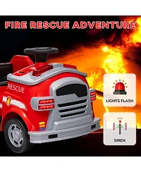 Qaba 12V Ride on Fire Truck w/ Siren, Flashing Lights