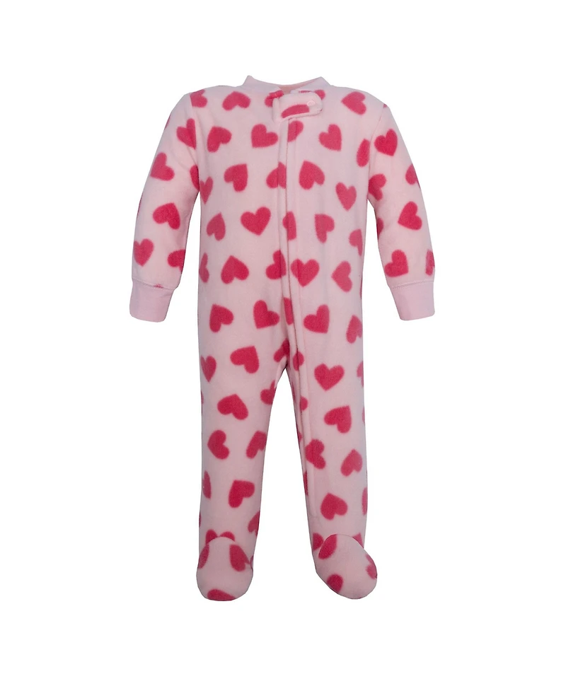 Hudson Baby Girls Fleece Sleep and Play, Blue Butterfly Floral, 0-3 Months