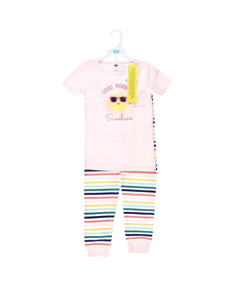 Hudson Baby Infant Girls Cotton Pajama Set, Good Morning Sunshine, 6 Years