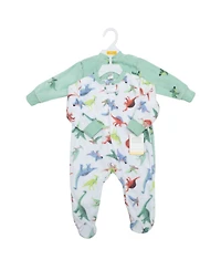 Hudson Baby Boys Fleece Sleep and Play, Cheerful Dino Friends, 0-3 Months