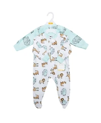 Hudson Baby Boys Fleece Sleep and Play, Cute Safari, 0-3 Months