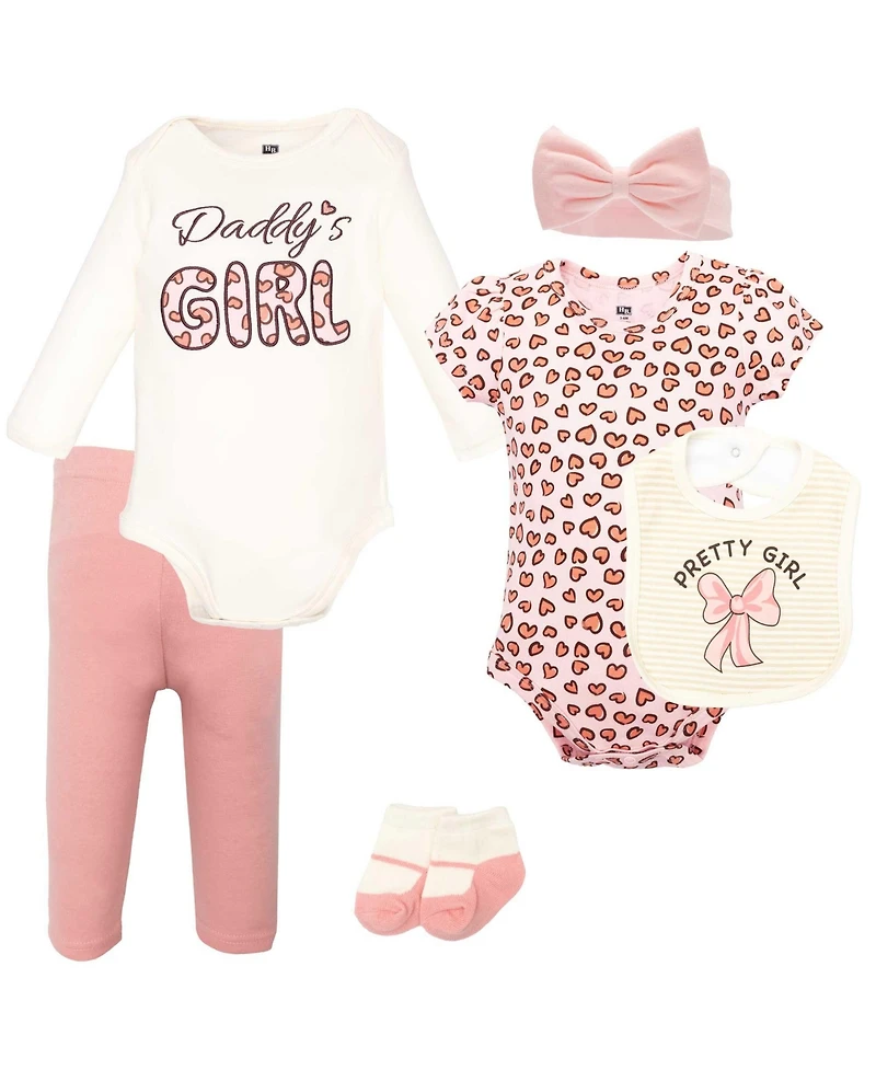 Hudson Baby Girls Cotton Layette Set, Leopard Bow, 9-12 Months