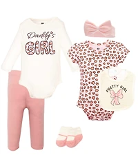 Hudson Baby Girls Cotton Layette Set, Leopard Bow, 9-12 Months