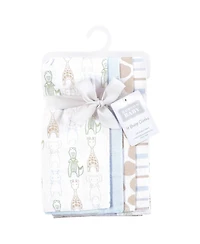 Hudson Baby Cotton Flannel Burp Cloths -Pack, Modern Safari Friends