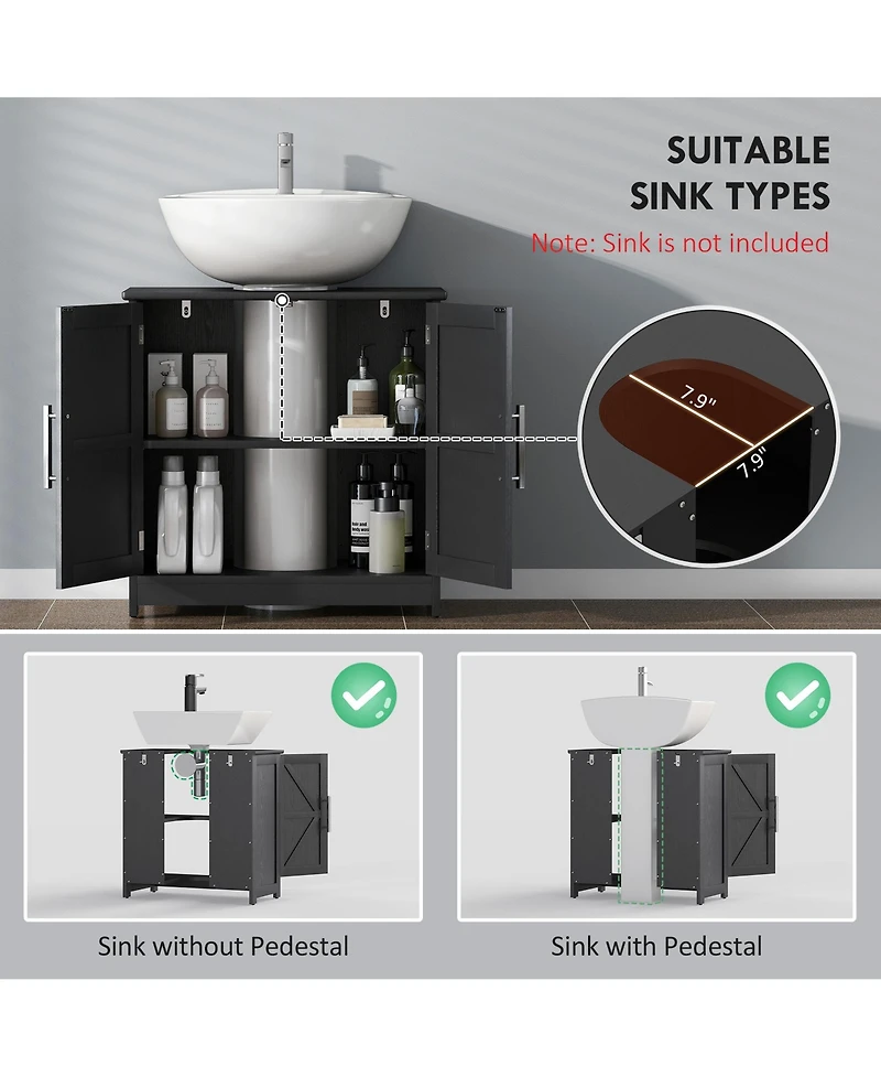 Homcom Pedestal Sink Storage Cabinet, Bathroom Light