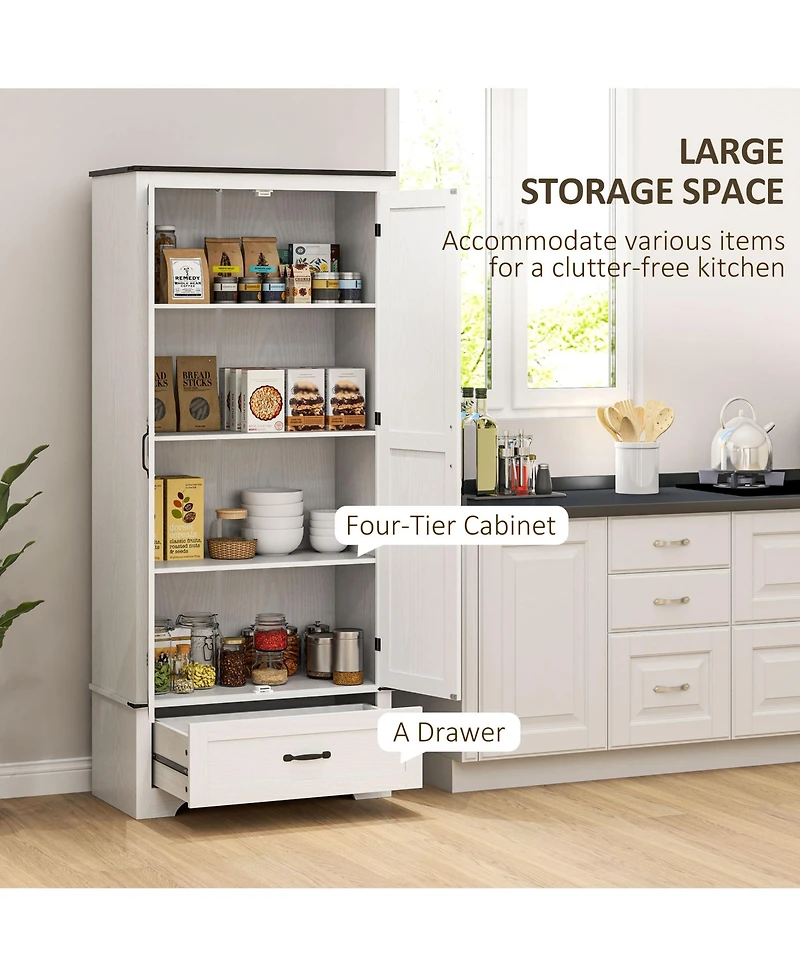 Homcom 72" Farmhouse Pantry Cabinet, Kitchen Pantry Cabinet