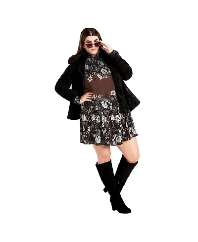 Avenue Women's Cassia Puff Sleeves Ruffle Placement Dress