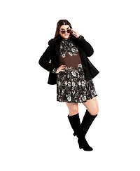 Avenue Women's Cassia Puff Sleeves Ruffle Placement Dress