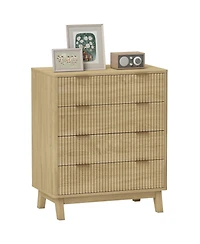 Homcom 4 Drawer Dresser for Bedroom, Fluted Chest of Drawers