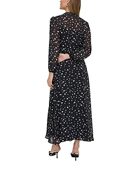 Lily and Lionel London Women's Margot Ruffle Neck Spot Print Maxi Dress
