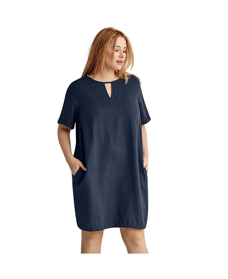 ellos Women's Linen-Blend A-Line Dress