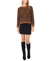 Vince Camuto Women's Leopard Print Long Sleeve Sweater
