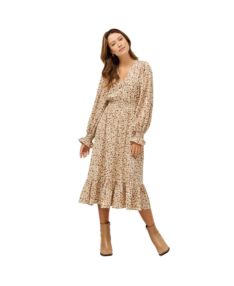 ellos Women's Smocked Waist Midi Dress