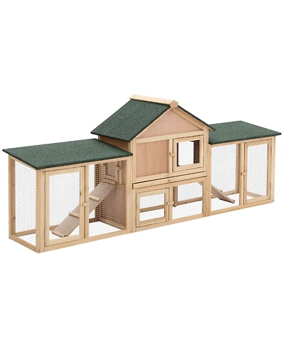 PawHut 83" Wooden Rabbit Hutch House with Run