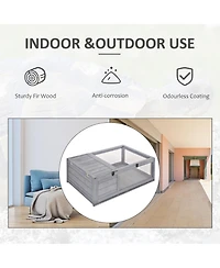 PawHut Wooden Tortoise House Turtle Habitat Enclosure Outdoor Reptile Cage