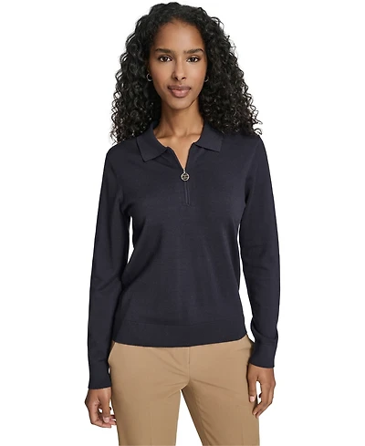 Tommy Hilfiger Women's Long-Sleeve Quarter-Zip Polo Sweater
