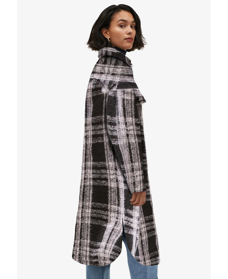 ellos Women's Wool Blend Long Shirt Jacket