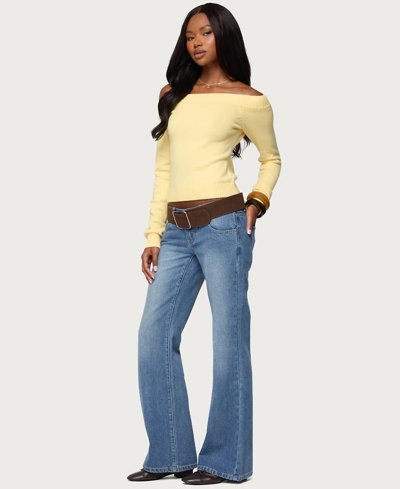Edikted Women's Kiarah Low Rise Flared Jeans