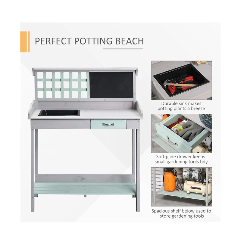 Garden Potting Table with Open Shelves for Easy Access