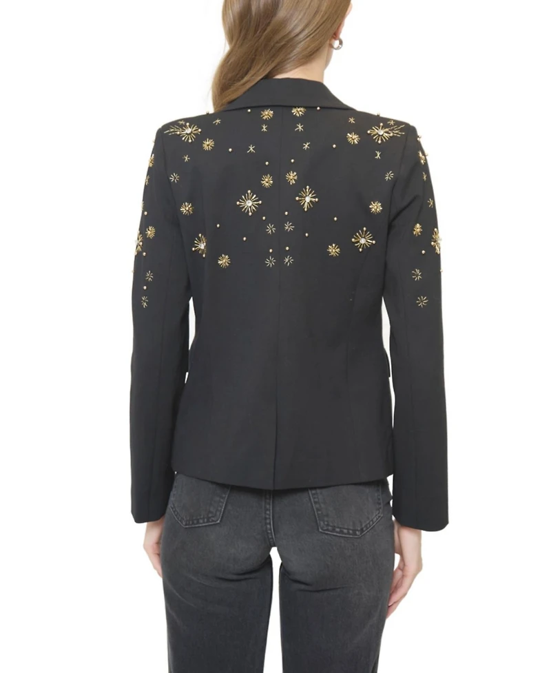 Central Park West Women's Crystal Embellished Tuxedo Jacket