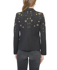 Central Park West Women's Crystal Embellished Tuxedo Jacket