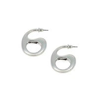Women's The Mid-Gloss Bolt Hoop Earrings - Chrome Silver