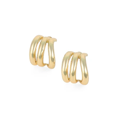 Women's The Triad-Line Hoop Earrings - California Gold