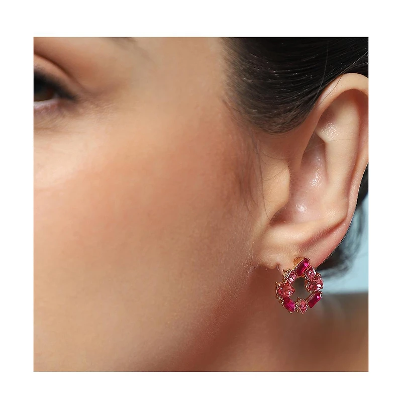 Women's The Crystal-Teardrop Stud Earrings - Fuchsia Pink
