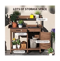 Slickblue Outdoor Garden Workbench with Storage Shelves.