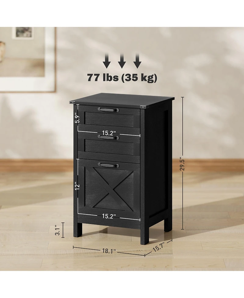 Homcom 3 Drawer File Cabinet, Filing Cabinet for A4 or Letter Size